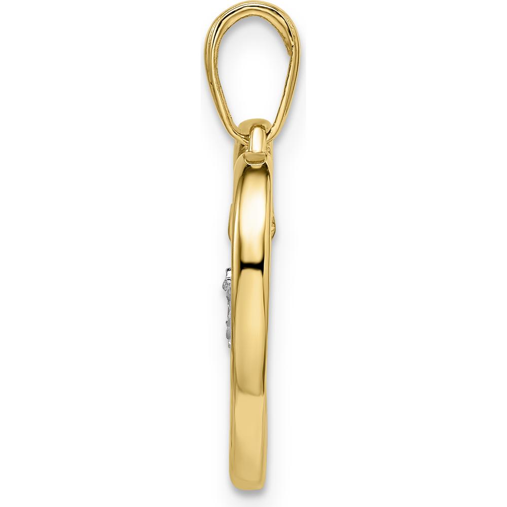 14K Yellow Gold Heart Pendant with Diamond-Cut Heart Dangle and Rhodium Accents by Oro Pregiato