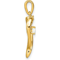 14K Yellow Gold Heart Pendant with Lab Created Opal and Diamond Accent - 0.065 Carat Opal, 0.01 Carat Diamond by Lumare Gioia