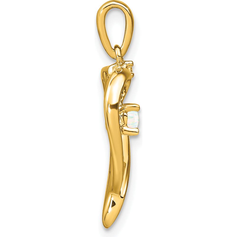 14K Yellow Gold Heart Pendant with Lab Created Opal and Diamond Accent - 0.065 Carat Opal, 0.01 Carat Diamond by Lumare Gioia