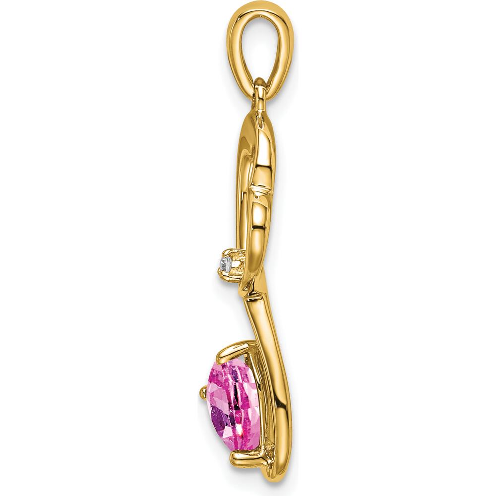 14K Yellow Gold Heart Pendant with Lab-Created Pink Sapphire - 0.628 Carat by Lumare Gioia
