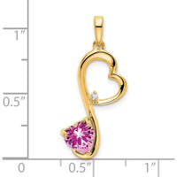 14K Yellow Gold Heart Pendant with Lab-Created Pink Sapphire - 0.628 Carat by Lumare Gioia