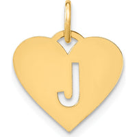 14K Yellow Gold Heart Pendant with Laser Cut Initial J - Personalized Charm by Oro Pregiato