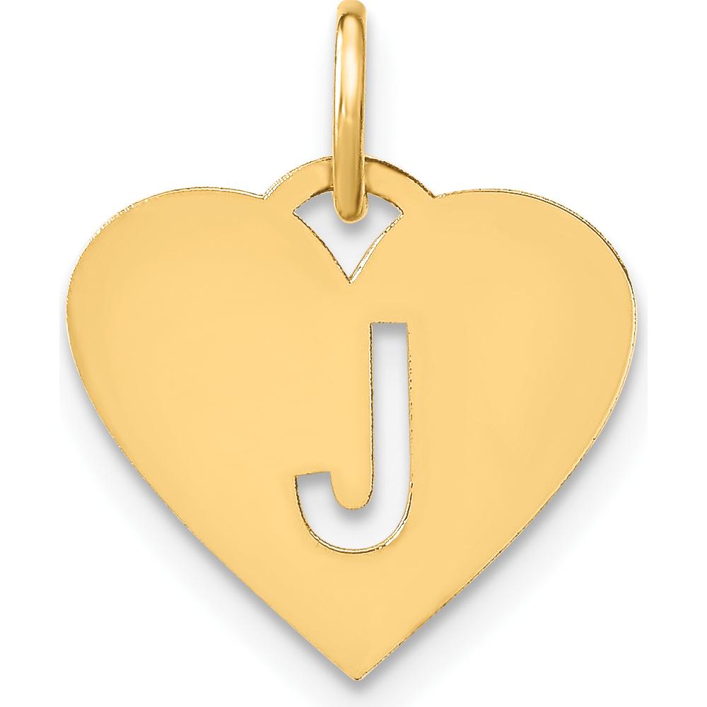 14K Yellow Gold Heart Pendant with Laser Cut Initial J - Personalized Charm by Oro Pregiato