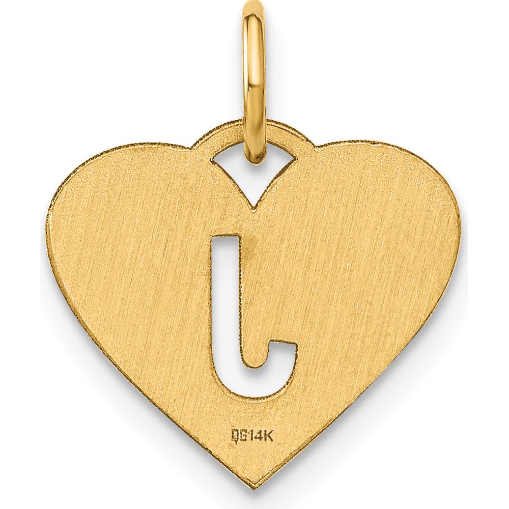 14K Yellow Gold Heart Pendant with Laser Cut Initial J - Personalized Charm by Oro Pregiato