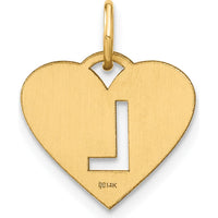 14K Yellow Gold Heart Pendant with Laser-Cut Initial "L" Charm by Oro Pregiato