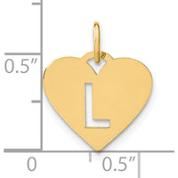14K Yellow Gold Heart Pendant with Laser-Cut Initial "L" Charm by Oro Pregiato