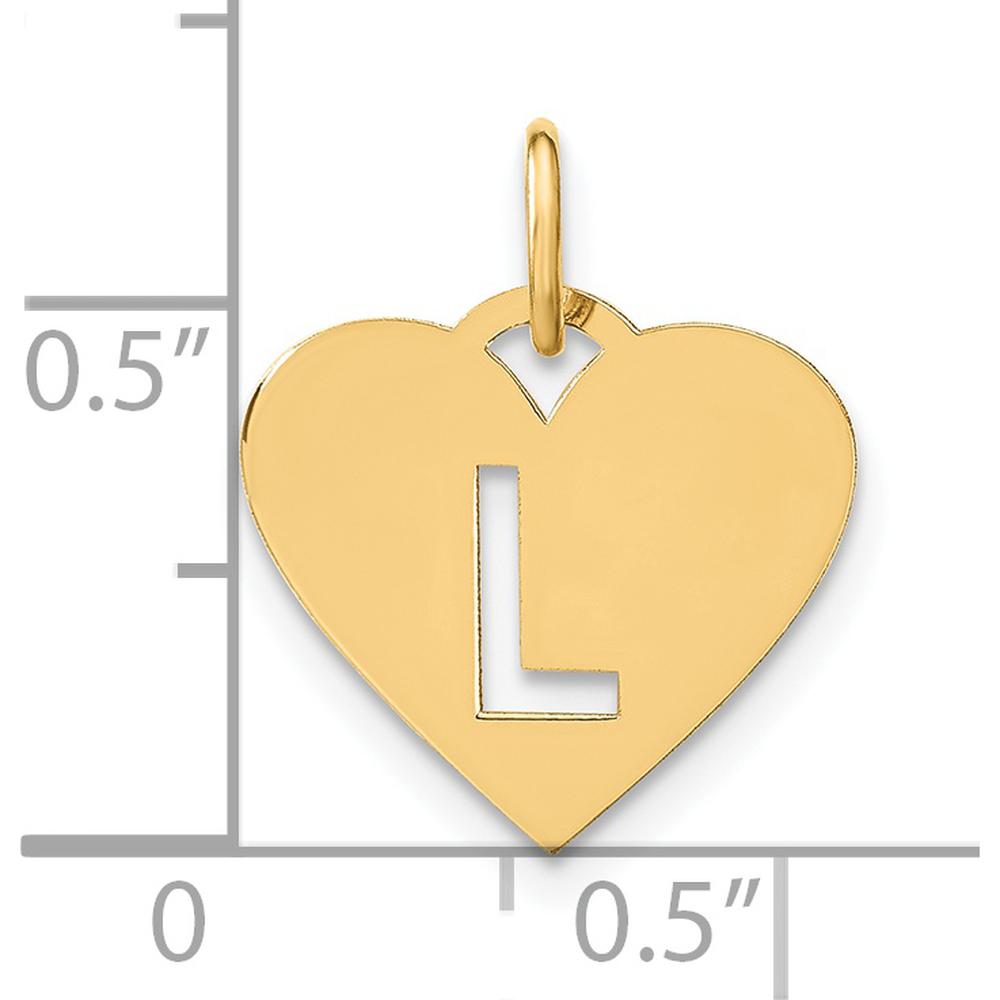 14K Yellow Gold Heart Pendant with Laser-Cut Initial "L" Charm by Oro Pregiato