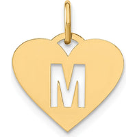 14K Yellow Gold Heart Pendant with Laser Cut "M" Initial Charm - Personalized Jewelry for Women by Oro Pregiato