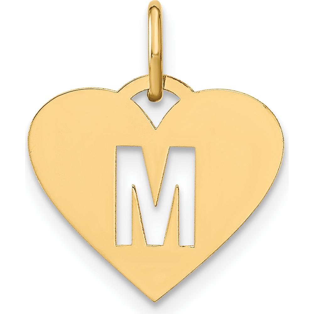 14K Yellow Gold Heart Pendant with Laser Cut "M" Initial Charm - Personalized Jewelry for Women by Oro Pregiato
