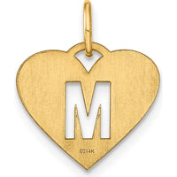14K Yellow Gold Heart Pendant with Laser Cut "M" Initial Charm - Personalized Jewelry for Women by Oro Pregiato