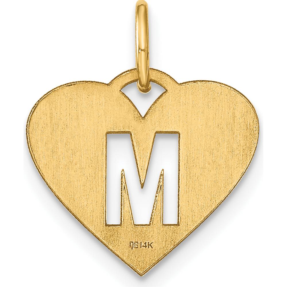 14K Yellow Gold Heart Pendant with Laser Cut "M" Initial Charm - Personalized Jewelry for Women by Oro Pregiato