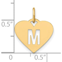 14K Yellow Gold Heart Pendant with Laser Cut "M" Initial Charm - Personalized Jewelry for Women by Oro Pregiato
