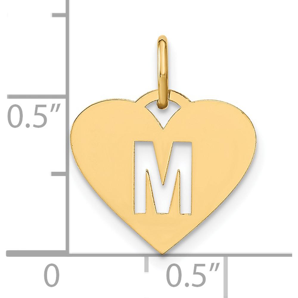 14K Yellow Gold Heart Pendant with Laser Cut "M" Initial Charm - Personalized Jewelry for Women by Oro Pregiato