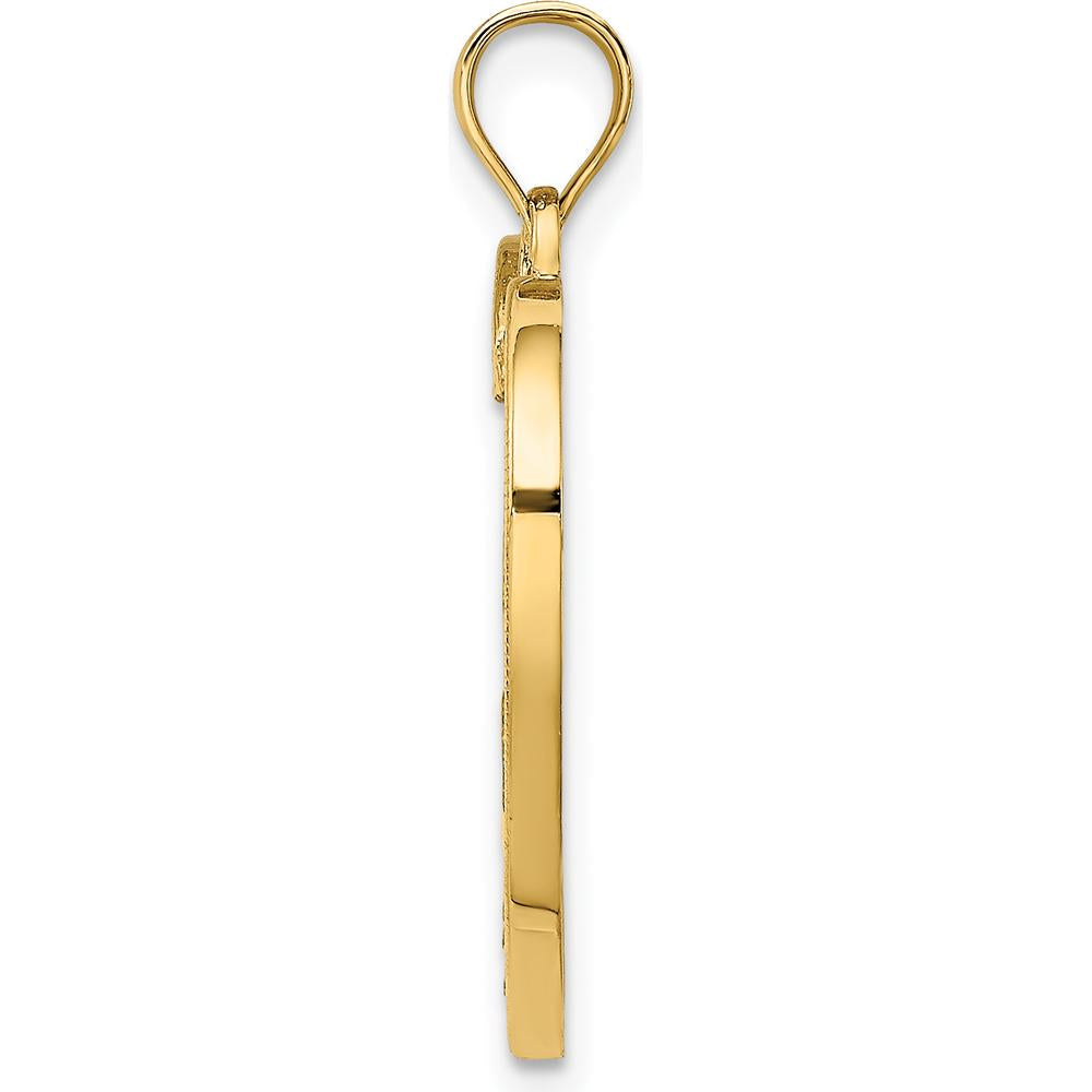 14K Yellow Gold Heart Pendant with MOM Charm and Hand-in-Hand Kids Figures by Oro Pregiato