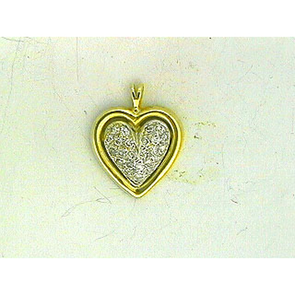 14K Yellow Gold Heart Pendant with Pavé Set Round Diamonds - 0.39 Carat Total Diamond Weight - Royal Jewelry