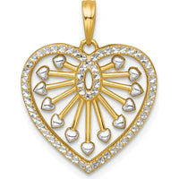 14K Yellow Gold Heart Pendant with Polished Cut-out Design and Rhodium Accents by Oro Pregiato