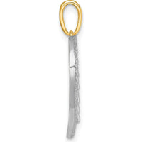 14K Yellow Gold Heart Pendant with Polished Cut-out Design and Rhodium Accents by Oro Pregiato