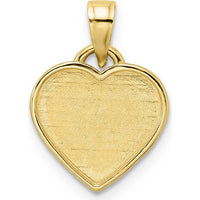 14K Yellow Gold Heart Pendant with Rhodium Diamond-Cut Border by Oro Pregiato