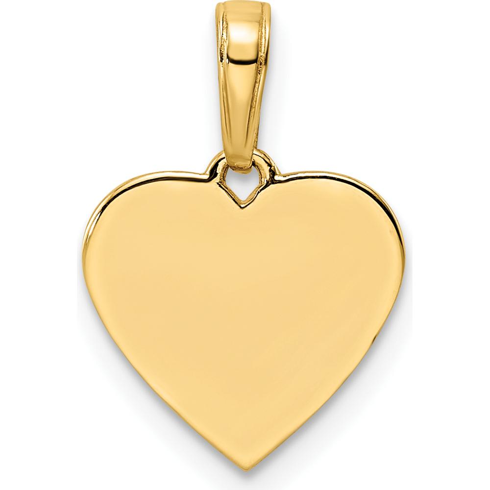 14K Yellow Gold Heart Pendant with Rhodium Diamond-Cut Detail by Oro Pregiato