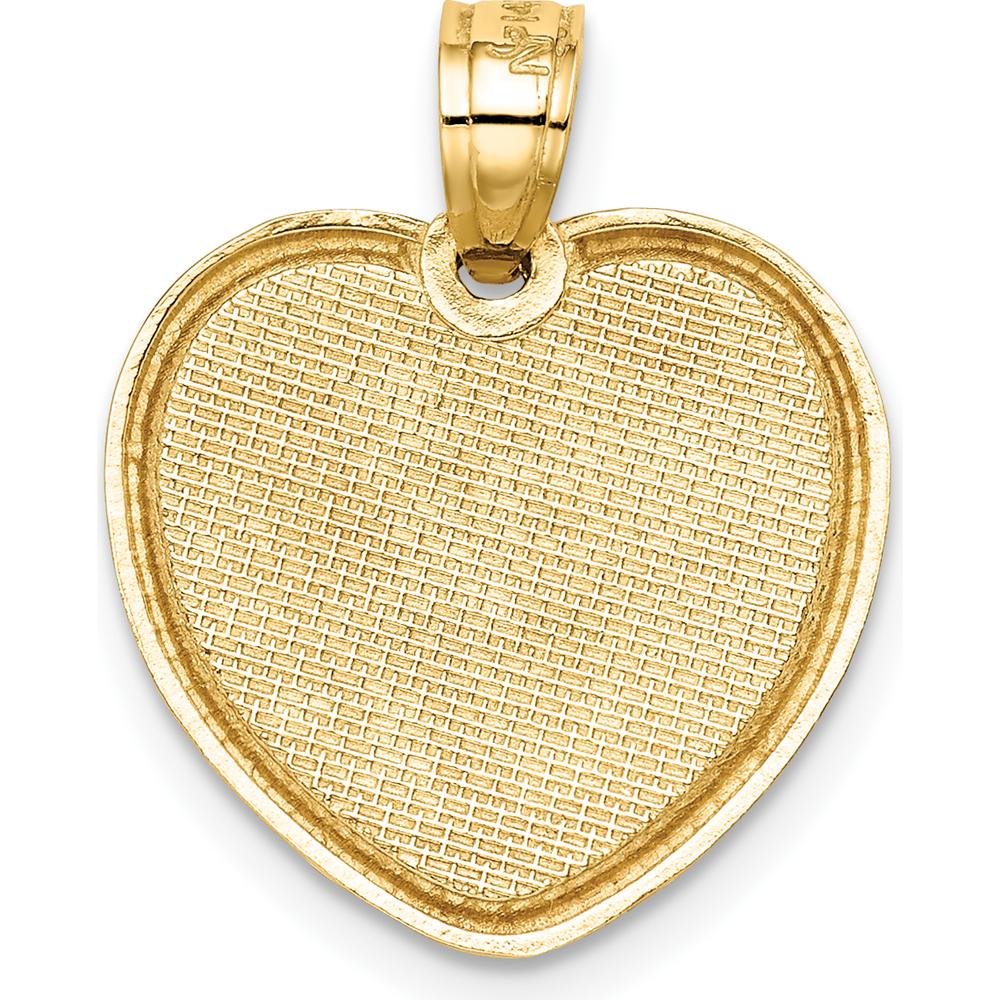 14K Yellow Gold Heart Pendant with Rose Plated Bow Accent - Timeless Love Keepsake by Oro Pregiato