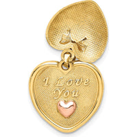 14K Yellow Gold Heart Pendant with Rose Plated Bow Accent - Timeless Love Keepsake by Oro Pregiato
