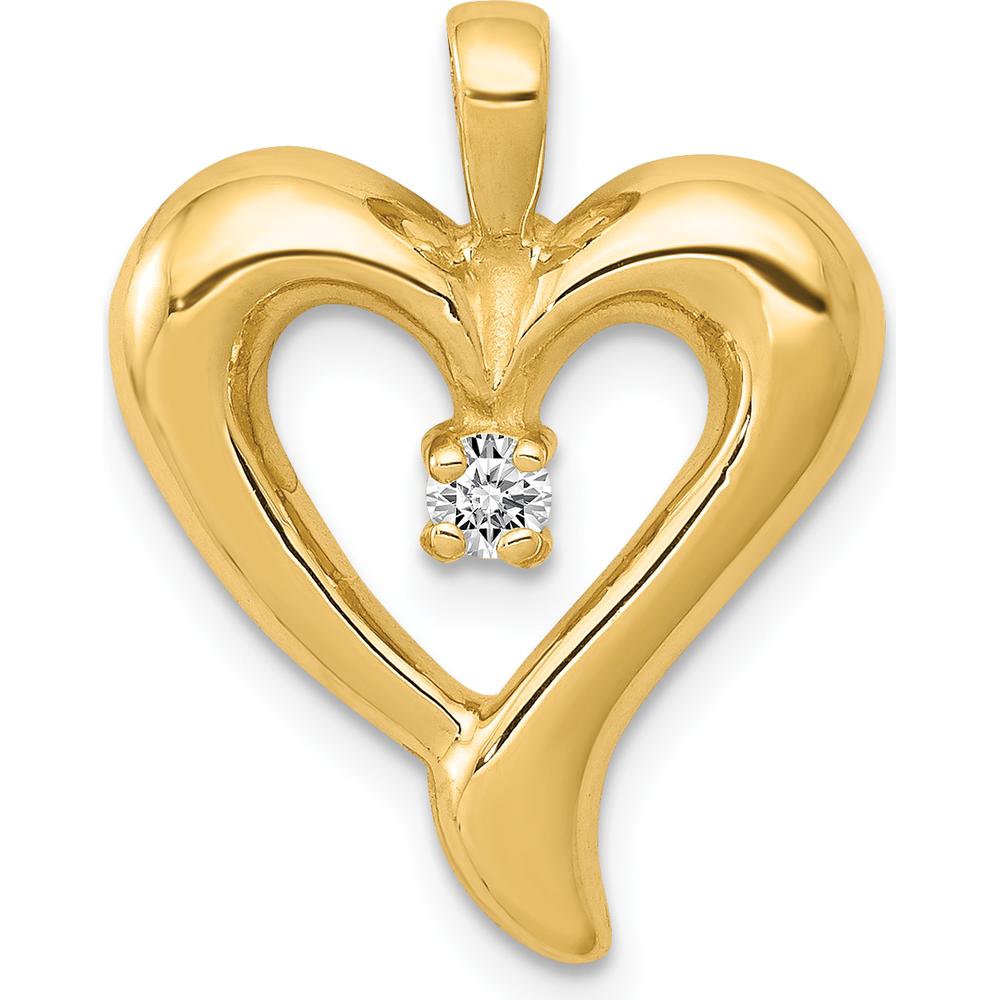 14K Yellow Gold Heart Pendant with Round Diamond - 2.6mm by Monteluci Fine Jewelry