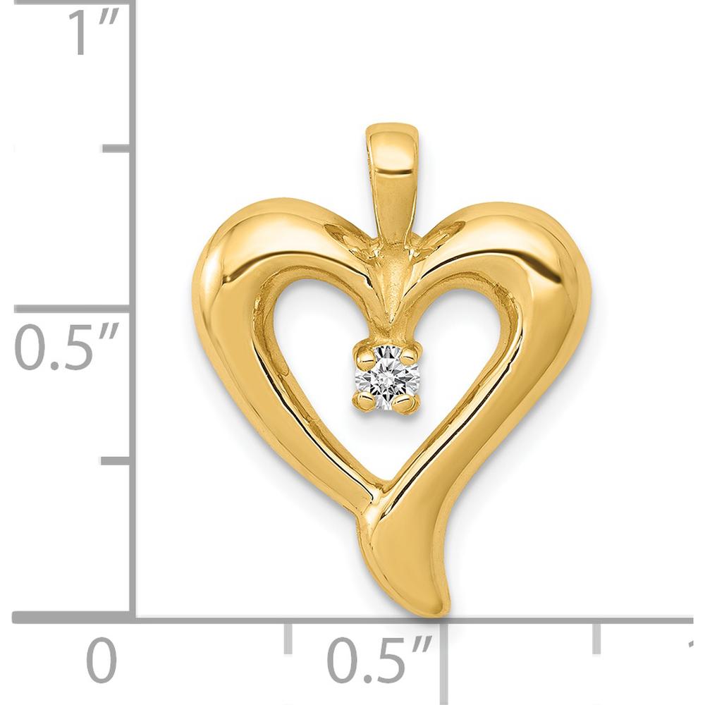 14K Yellow Gold Heart Pendant with Round Diamond - 2.6mm by Monteluci Fine Jewelry