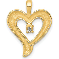 14K Yellow Gold Heart Pendant with Round Diamond - 2.6mm by Monteluci Fine Jewelry