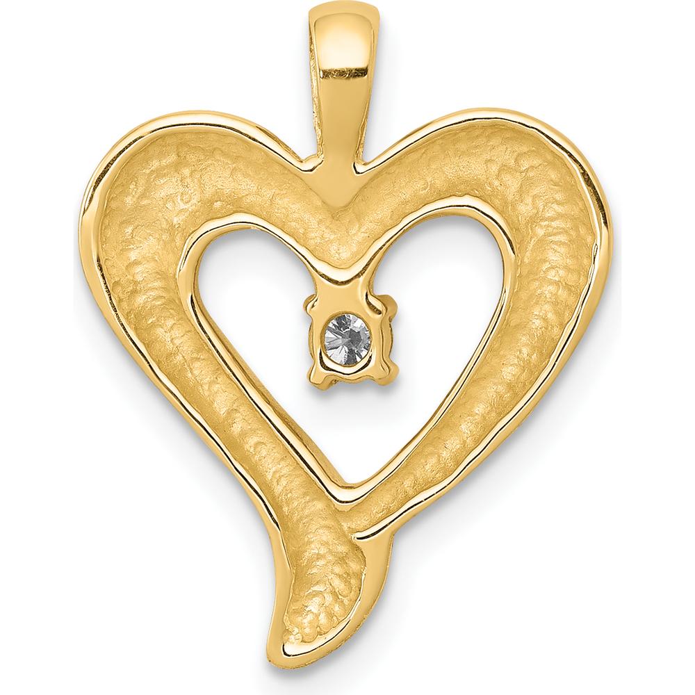 14K Yellow Gold Heart Pendant with Round Diamond - 2.6mm by Monteluci Fine Jewelry