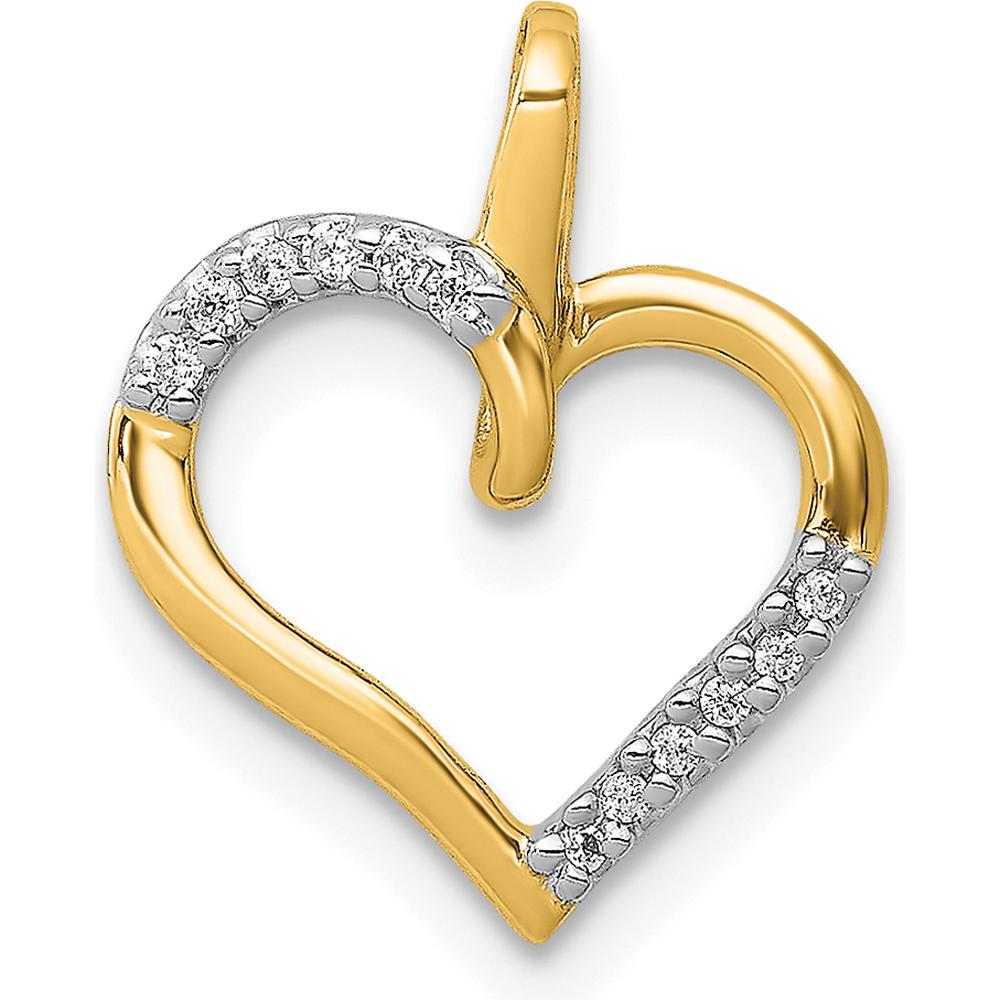14K Yellow Gold Heart Pendant with Round Diamond Accents - 1/20 Carat Total Diamond Weight by Monteluci Fine Jewelry