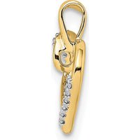 14K Yellow Gold Heart Pendant with Round Diamond Accents - 1/20 Carat Total Diamond Weight by Monteluci Fine Jewelry