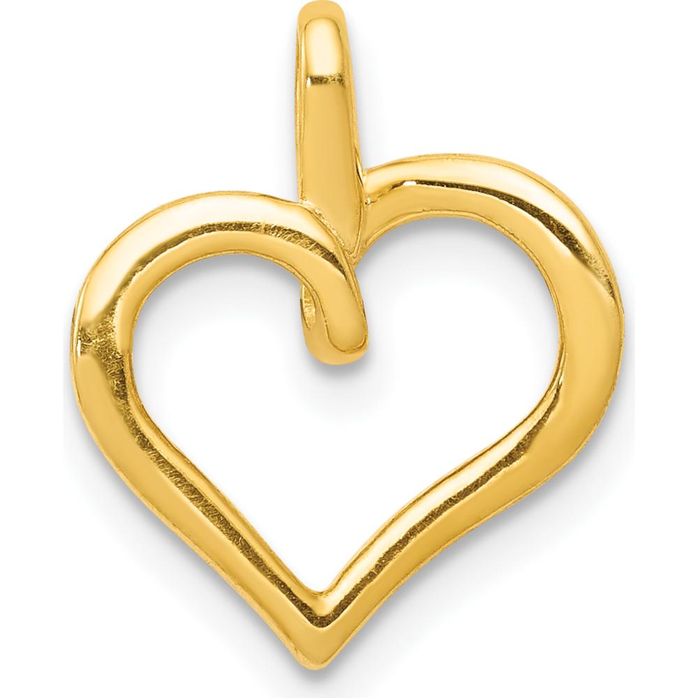 14K Yellow Gold Heart Pendant with Round Diamond Accents - 1/20 Carat Total Diamond Weight by Monteluci Fine Jewelry