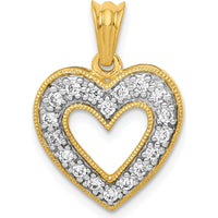 14K Yellow Gold Heart Pendant with Round Diamonds - 0.03 Carat Total Diamond Weight by Monteluci Fine Jewelry