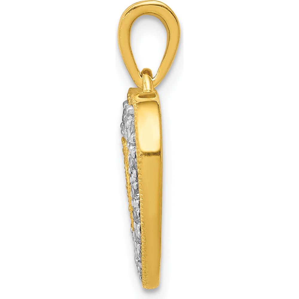 14K Yellow Gold Heart Pendant with Round Diamonds - 0.03 Carat Total Diamond Weight by Monteluci Fine Jewelry