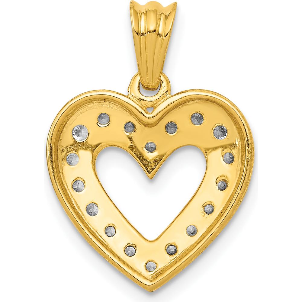 14K Yellow Gold Heart Pendant with Round Diamonds - 0.03 Carat Total Diamond Weight by Monteluci Fine Jewelry