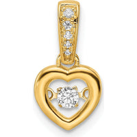 14K Yellow Gold Heart Pendant with Round Diamonds - 0.0652 Carat Total Diamond Weight by Oro Pregiato