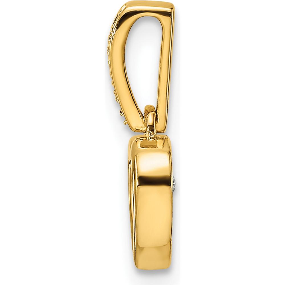 14K Yellow Gold Heart Pendant with Round Diamonds - 0.0652 Carat Total Diamond Weight by Oro Pregiato