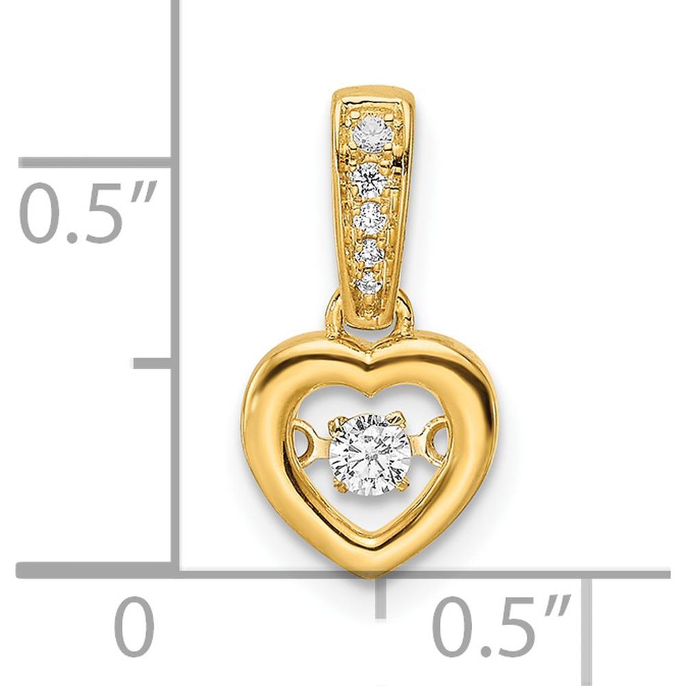 14K Yellow Gold Heart Pendant with Round Diamonds - 0.0652 Carat Total Diamond Weight by Oro Pregiato