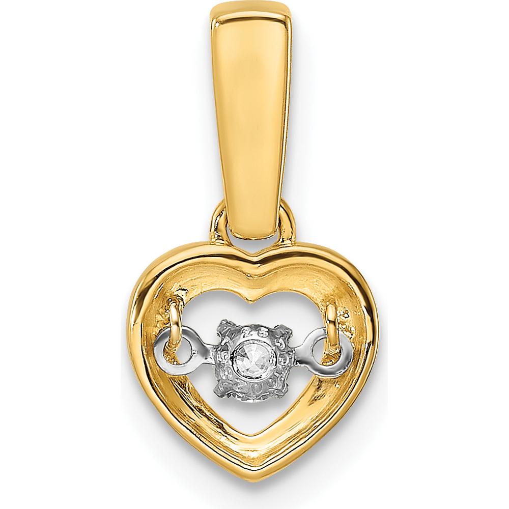 14K Yellow Gold Heart Pendant with Round Diamonds - 0.0652 Carat Total Diamond Weight by Oro Pregiato