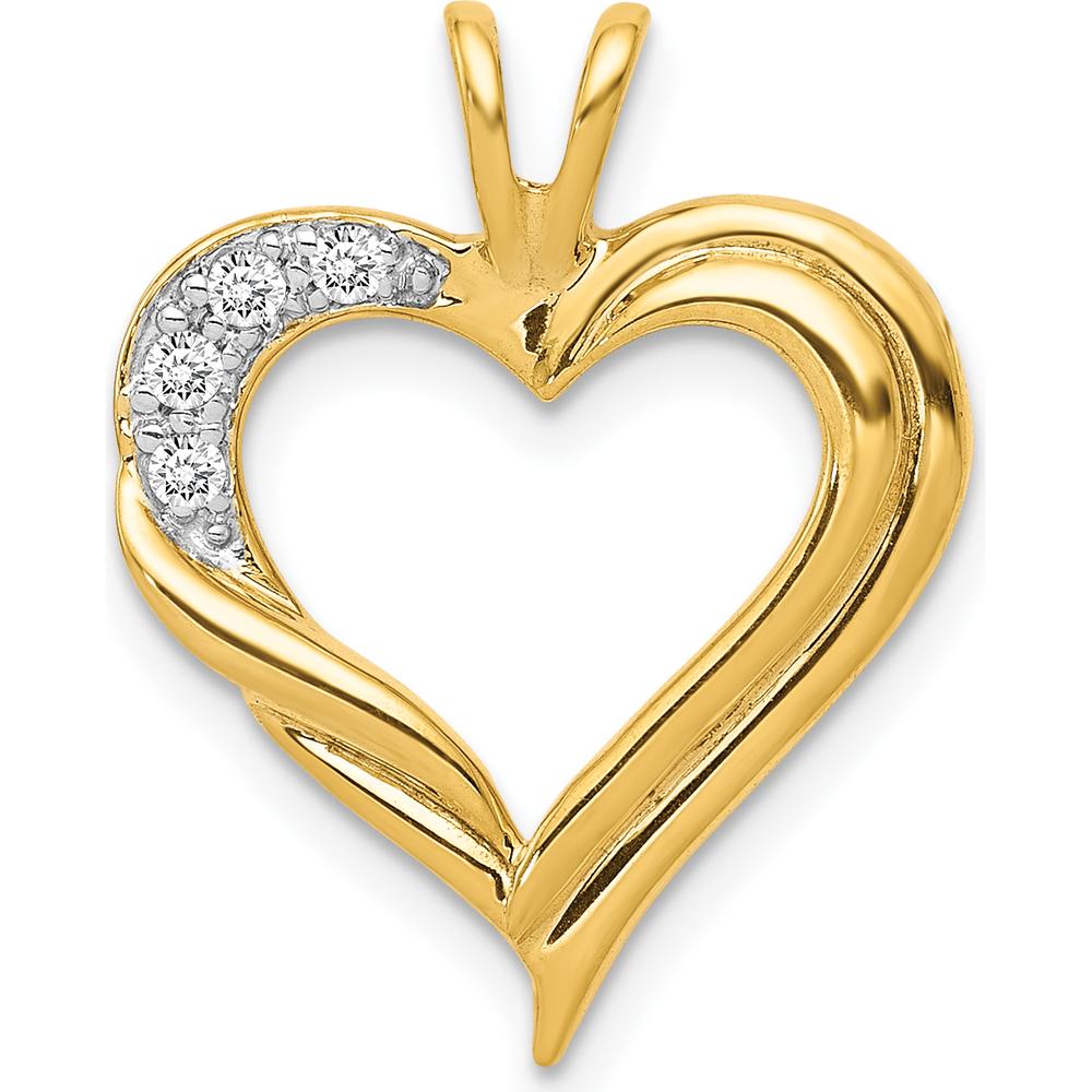 14K Yellow Gold Heart Pendant with Round Diamonds - 1.5mm Stones - 0.06 Carat Total Diamond Weight by Monteluci Fine Jewelry