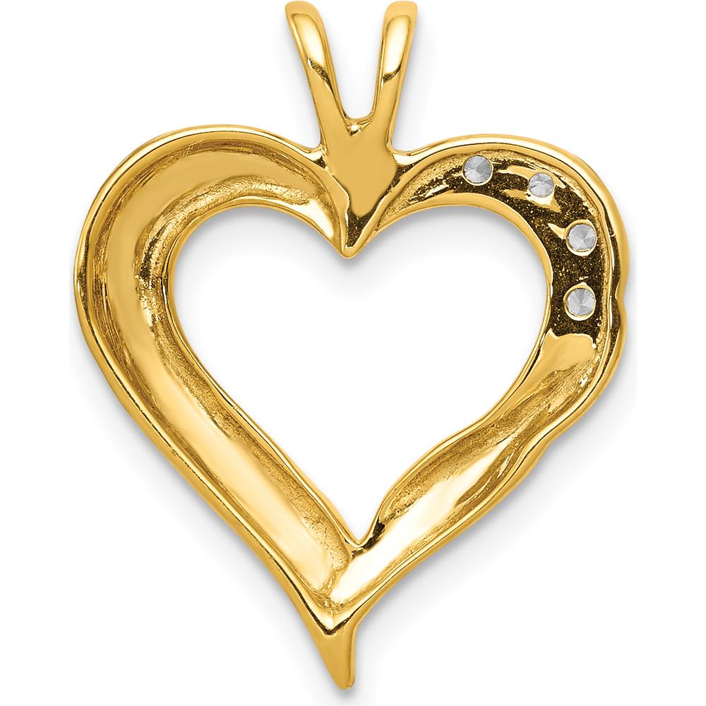 14K Yellow Gold Heart Pendant with Round Diamonds - 1.5mm Stones - 0.06 Carat Total Diamond Weight by Monteluci Fine Jewelry