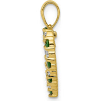 14K Yellow Gold Heart Pendant with Round Emeralds and Diamonds - 0.40 Carat Total Gem Weight by Lumare Gioia
