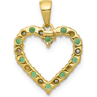 14K Yellow Gold Heart Pendant with Round Emeralds and Diamonds - 0.40 Carat Total Gem Weight by Lumare Gioia