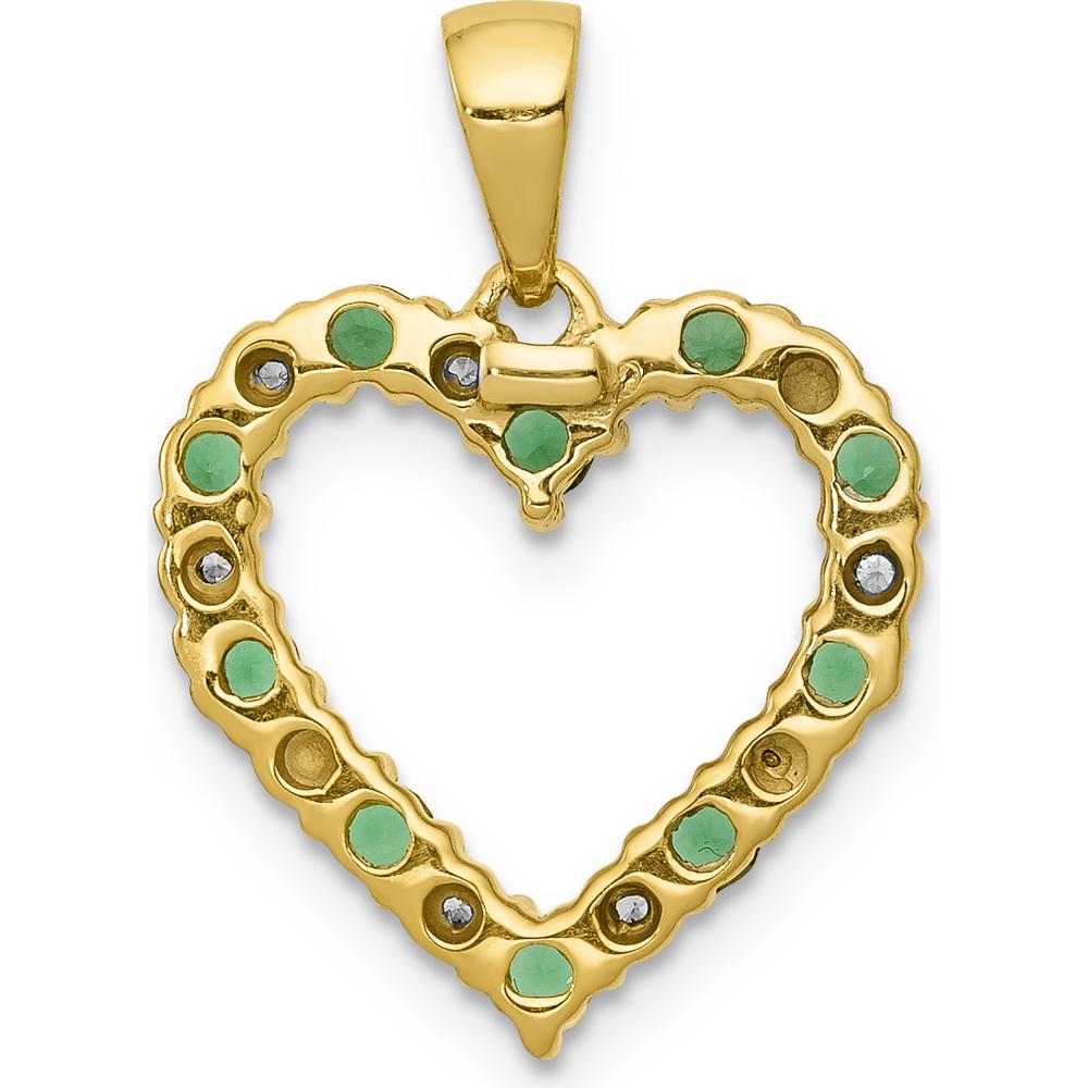 14K Yellow Gold Heart Pendant with Round Emeralds and Diamonds - 0.40 Carat Total Gem Weight by Lumare Gioia