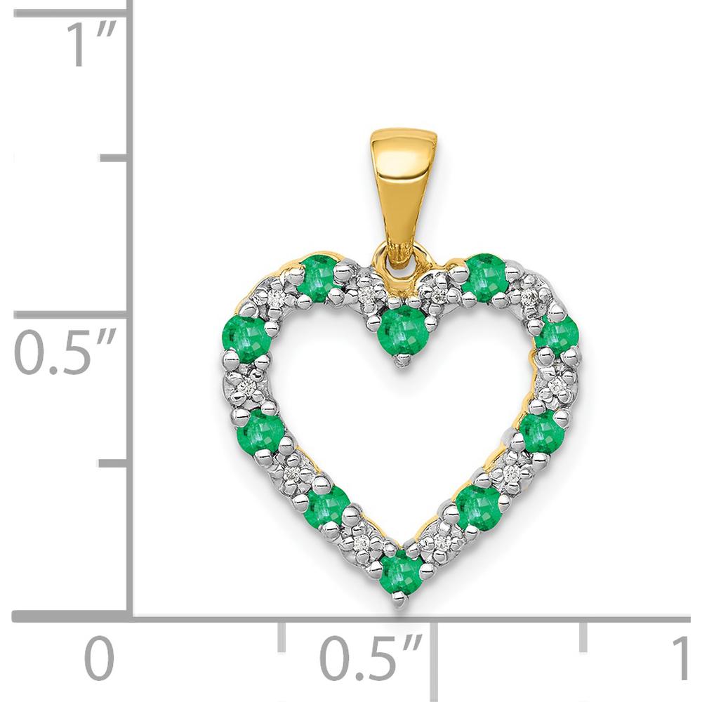 14K Yellow Gold Heart Pendant with Round Emeralds and Diamonds - 0.40 Carat Total Gem Weight by Lumare Gioia