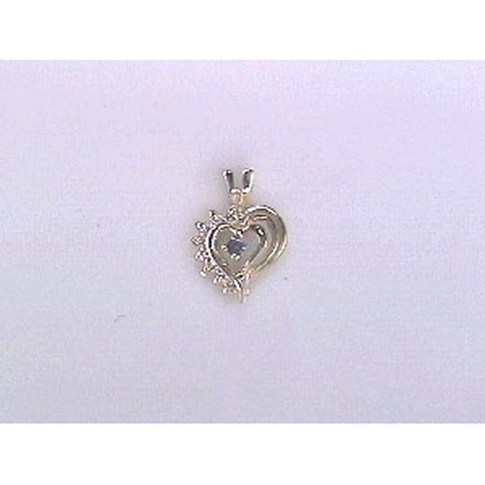 14K Yellow Gold Heart Pendant with Round Tanzanite and Diamond Accents - 0.13 Carat Tanzanite, 0.05 Carat Total Diamond Weight - Royal Jewelry