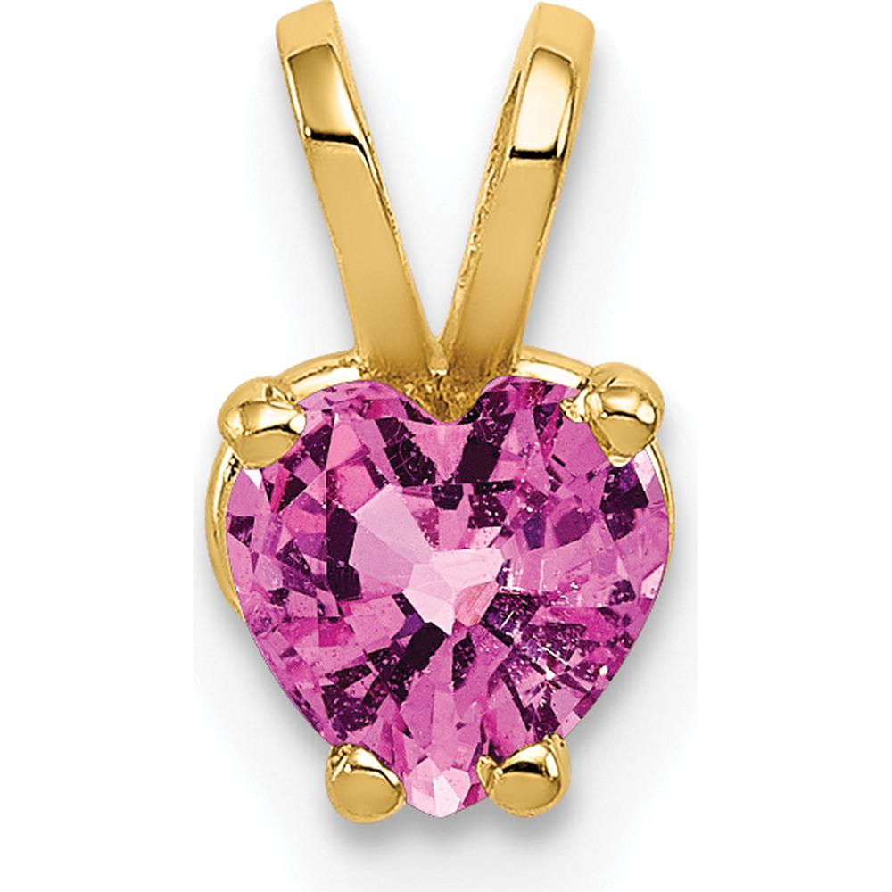 14K Yellow Gold Heart Pink Sapphire Pendant - 0.62 Carat Natural Faceted Sapphire by Monteluci Fine Jewelry