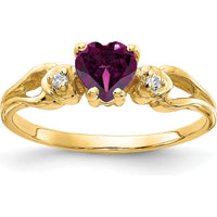 14K Yellow Gold Heart Rhodolite Garnet and Diamond Accent Ring - 0.62 Carat Total Gem Weight by Monteluci Fine Jewelry
