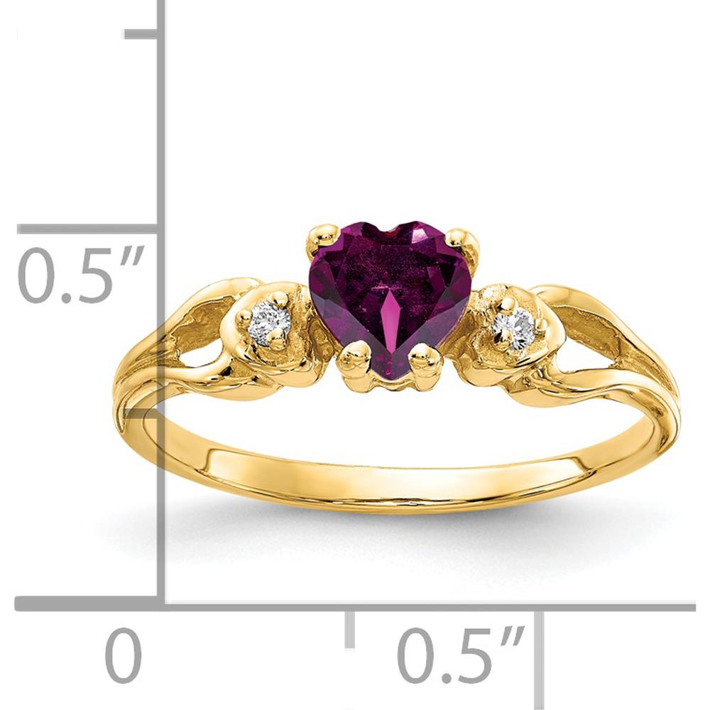 14K Yellow Gold Heart Rhodolite Garnet and Diamond Accent Ring - 0.62 Carat Total Gem Weight by Monteluci Fine Jewelry