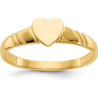 14K Yellow Gold Heart Ring for Children - Solid Band, 5mm Heart Top by Oro Pregiato